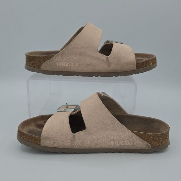 Birkenstock Arizona Two Strap Pink Ladies Size 38 US Size 7 - 7.5 Slides Slip On - Picture 2 of 8